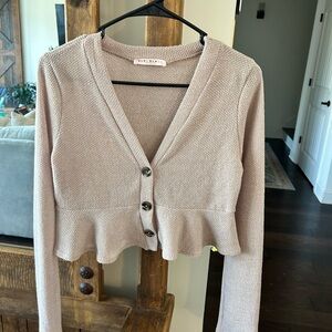 Nana Mac’s Blue Blush Crop Peplum Sweater